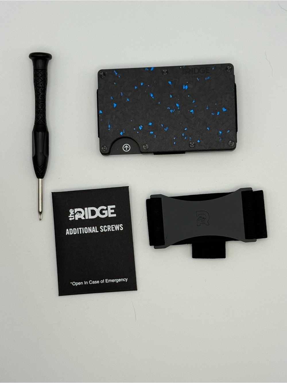 The Ridge Black Wallet with Blue Speckle - Slim RFID Money Clip